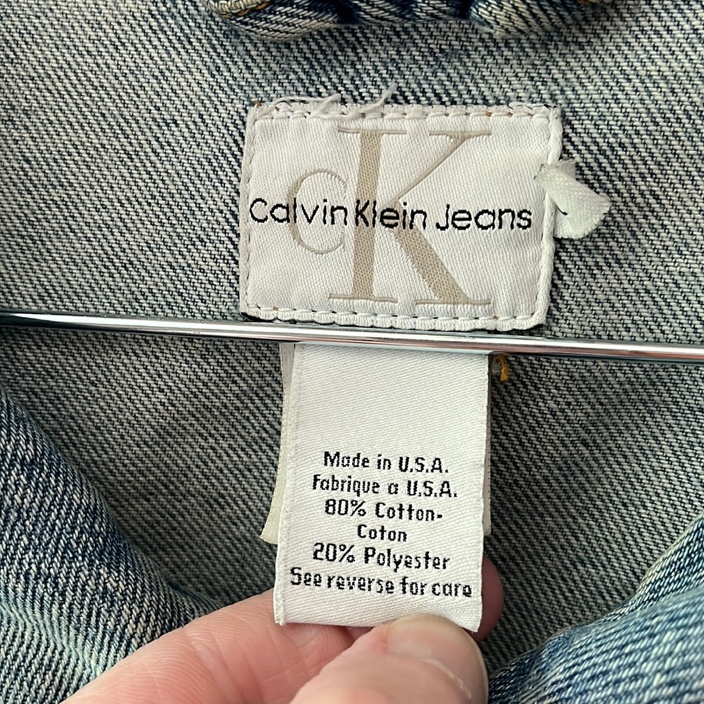 Vintage Calvin Klein Men's XL Denim Jean Jacket, Stone Washed - Picture 2 of 8